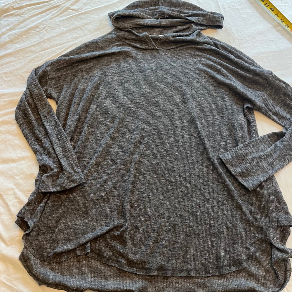 Lush Heathered Charcoal Grey High-Low Tunic Hoodie Womens Large